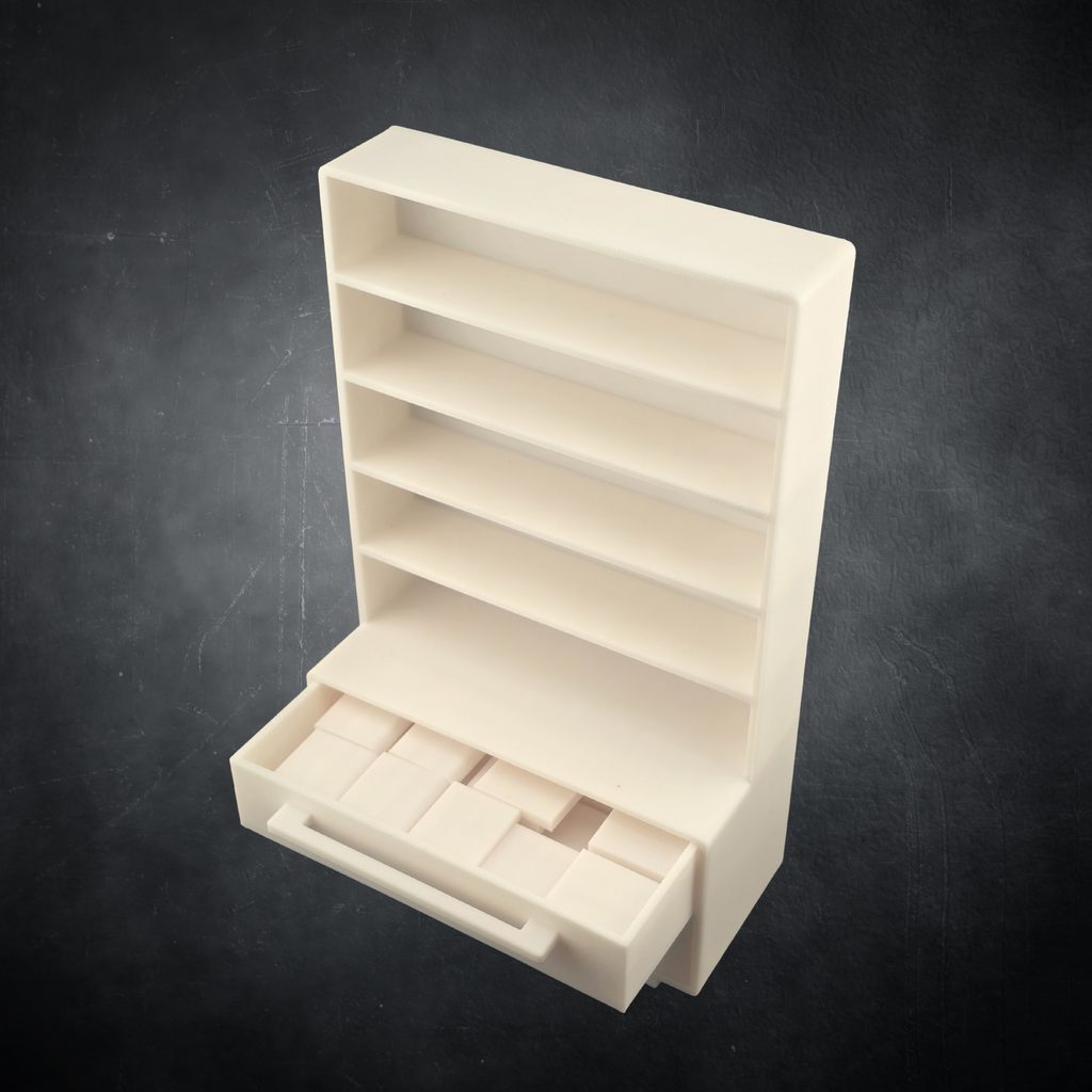 DIY Miniature TBR-Bogreol med skuffer