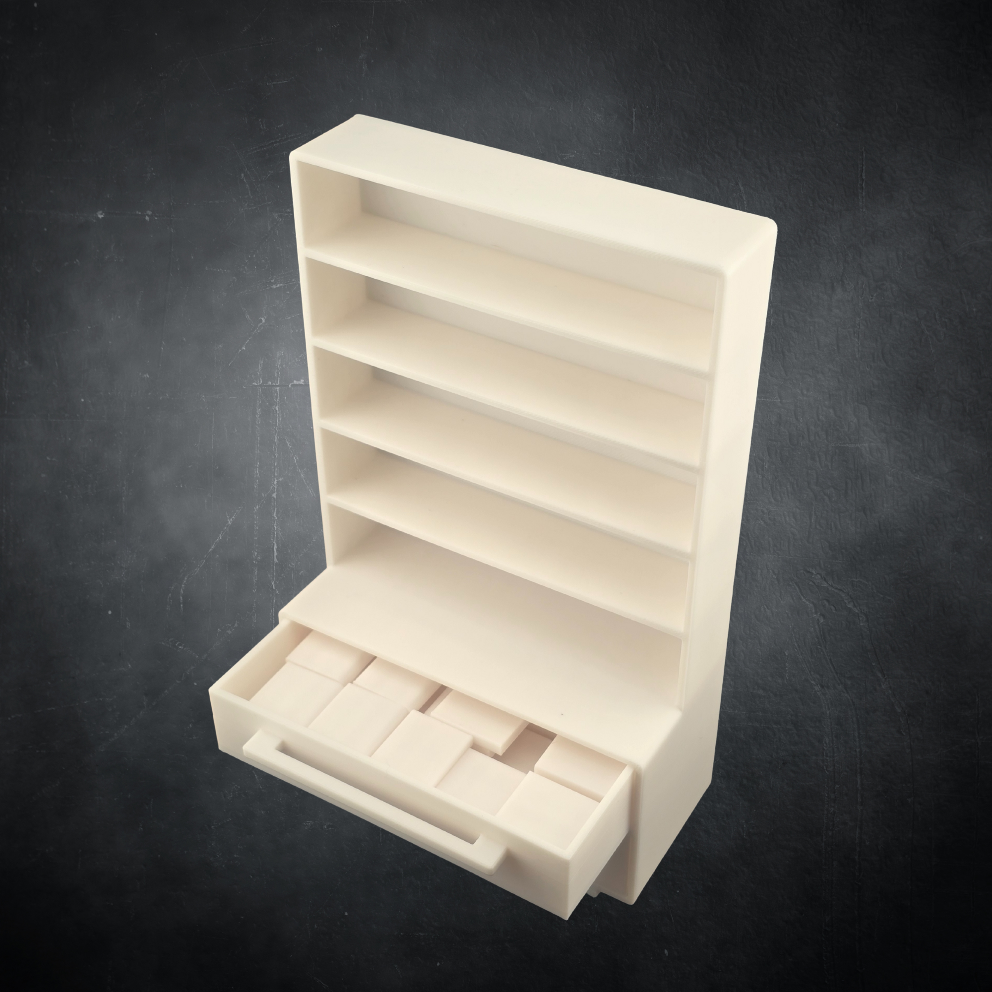 DIY Miniature TBR-Bogreol med skuffer