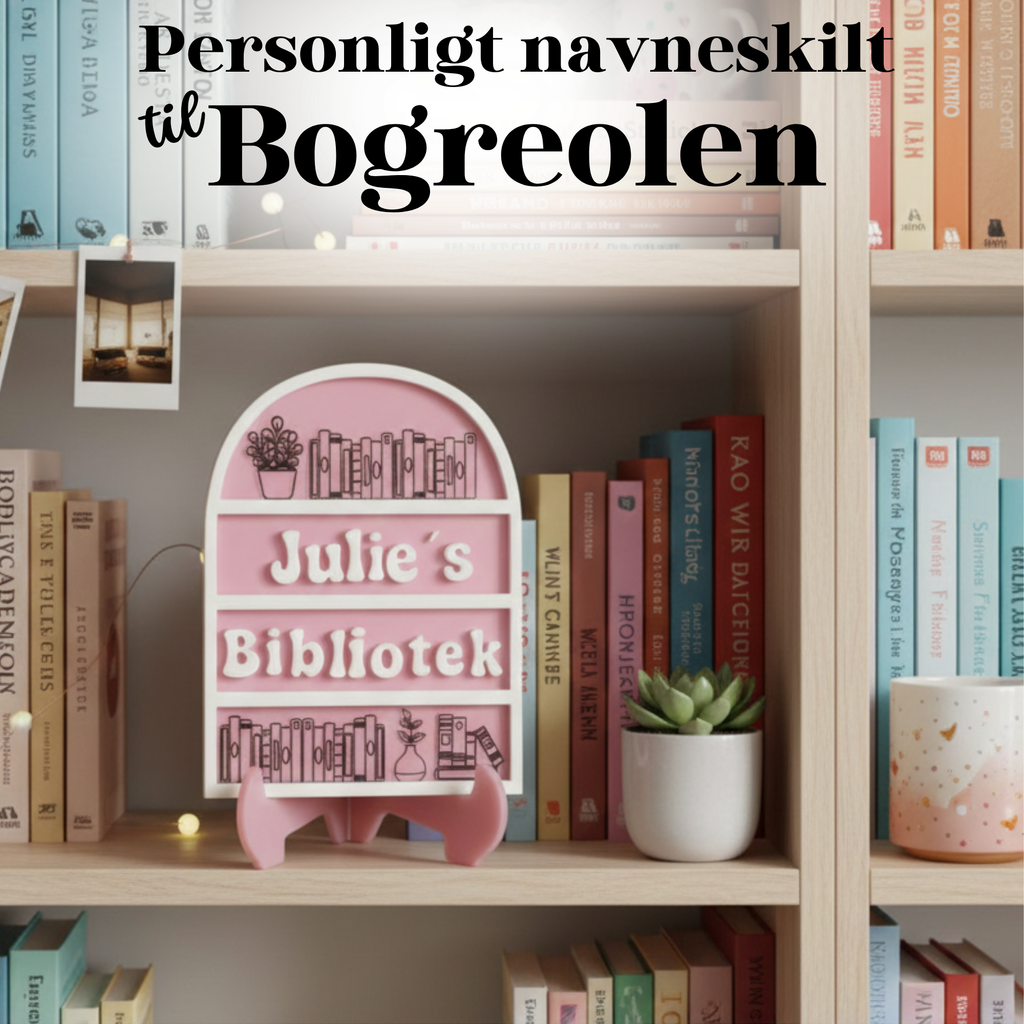 Personaliseret Navneskilt til din Bogreol