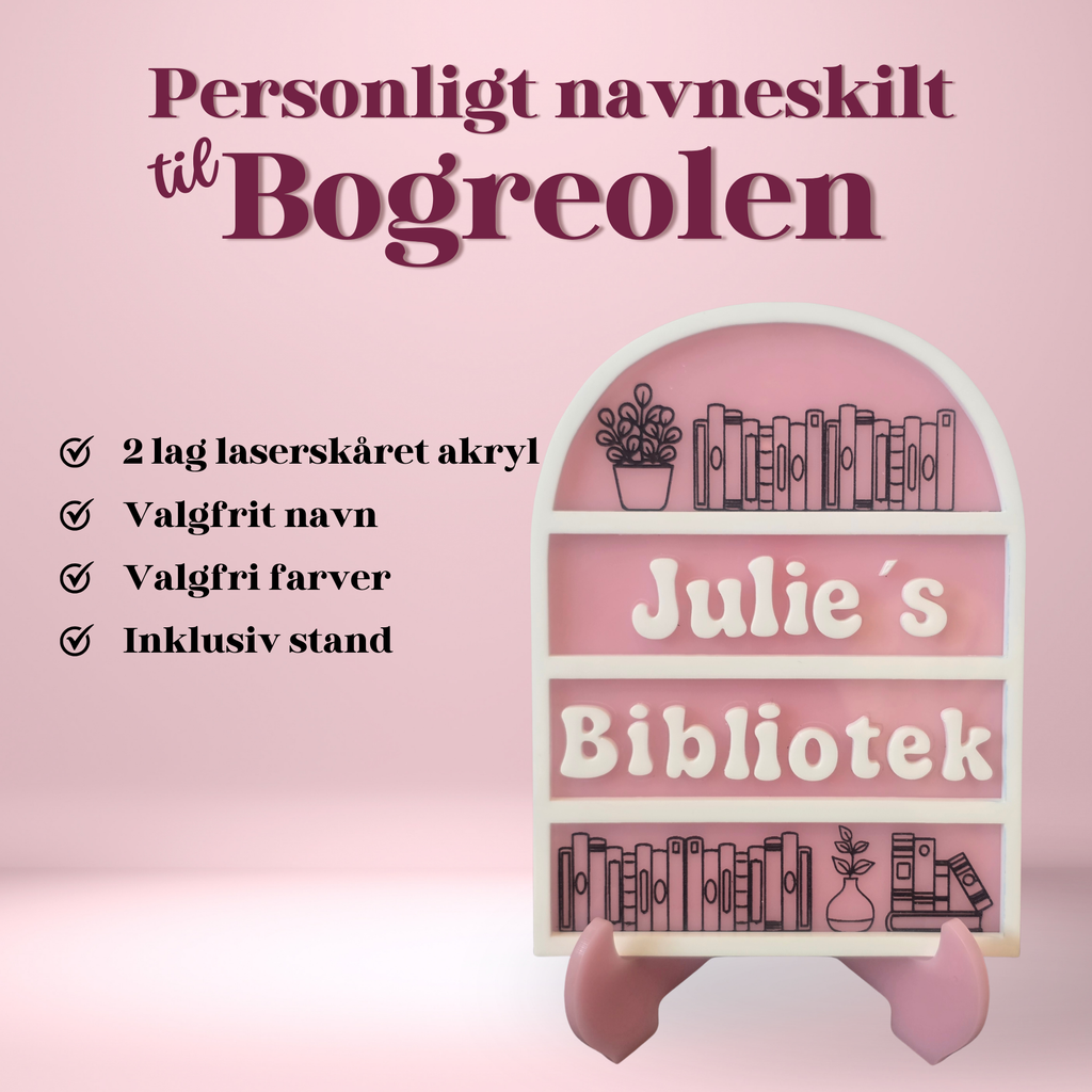 Personaliseret Navneskilt til din Bogreol