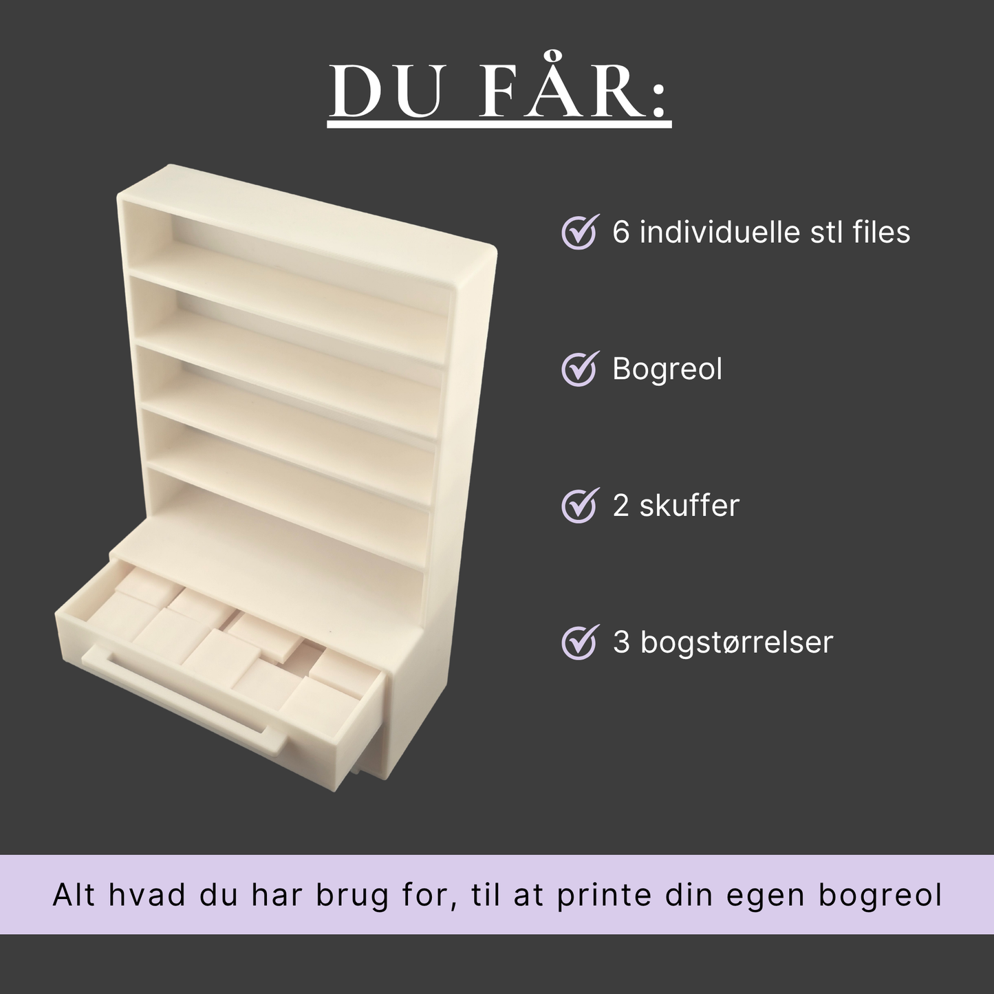 DIY Mini-bogreol – STL til 3D-print