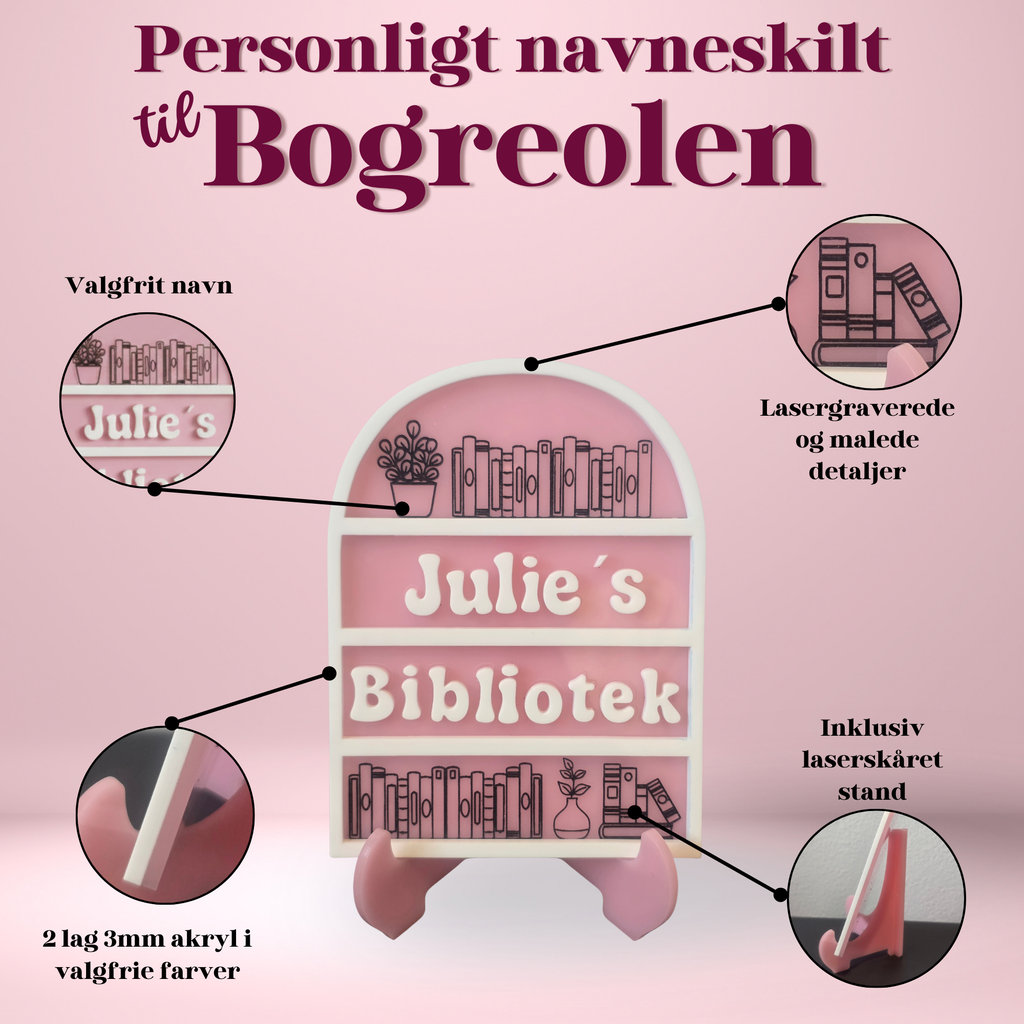 Personaliseret Navneskilt til din Bogreol