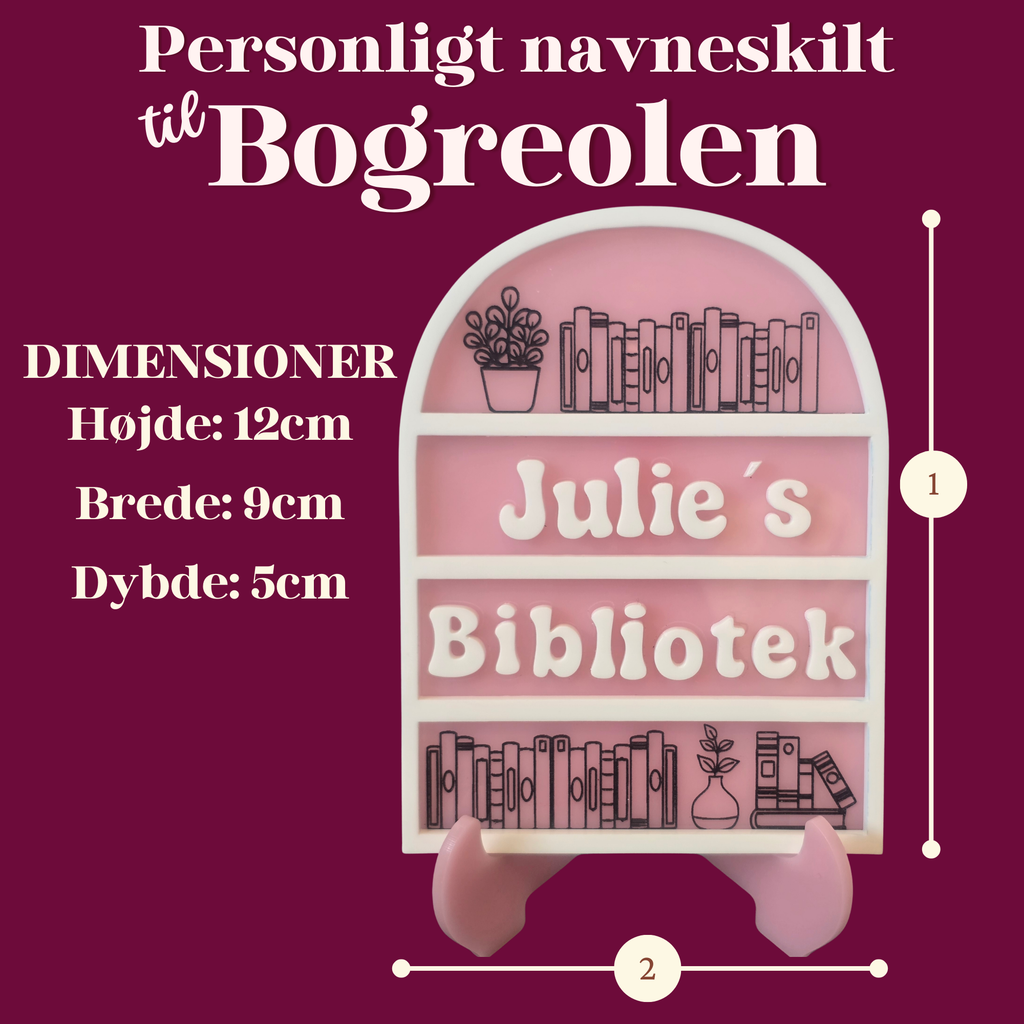 Personaliseret Navneskilt til din Bogreol