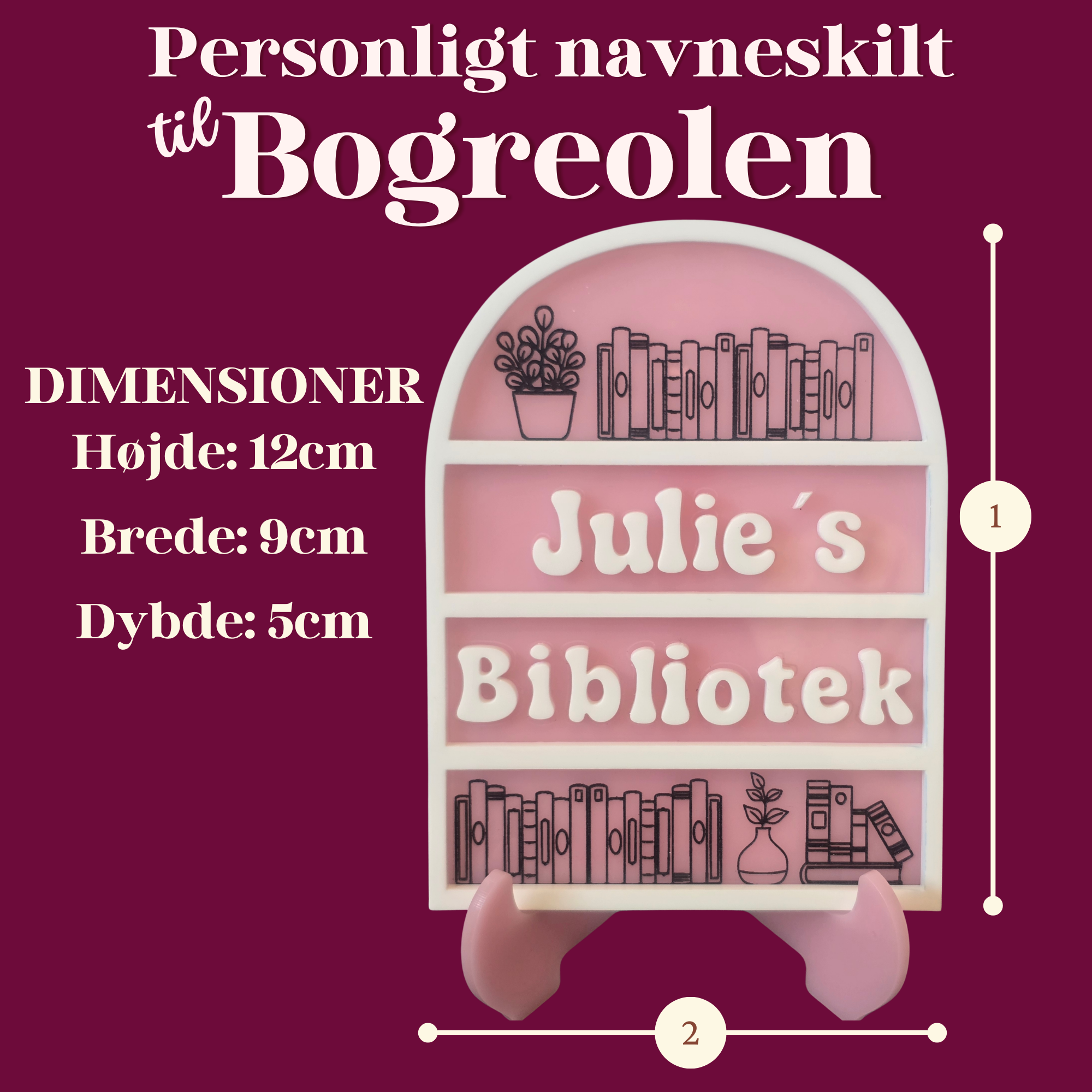 Personaliseret Navneskilt til din Bogreol